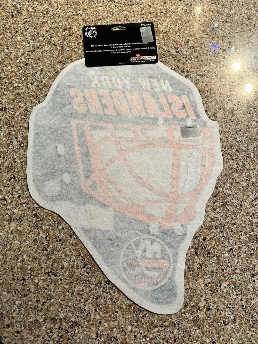 New York Islanders NHL Helmet Wall Pennant - Navy & Orange 13” x 18”